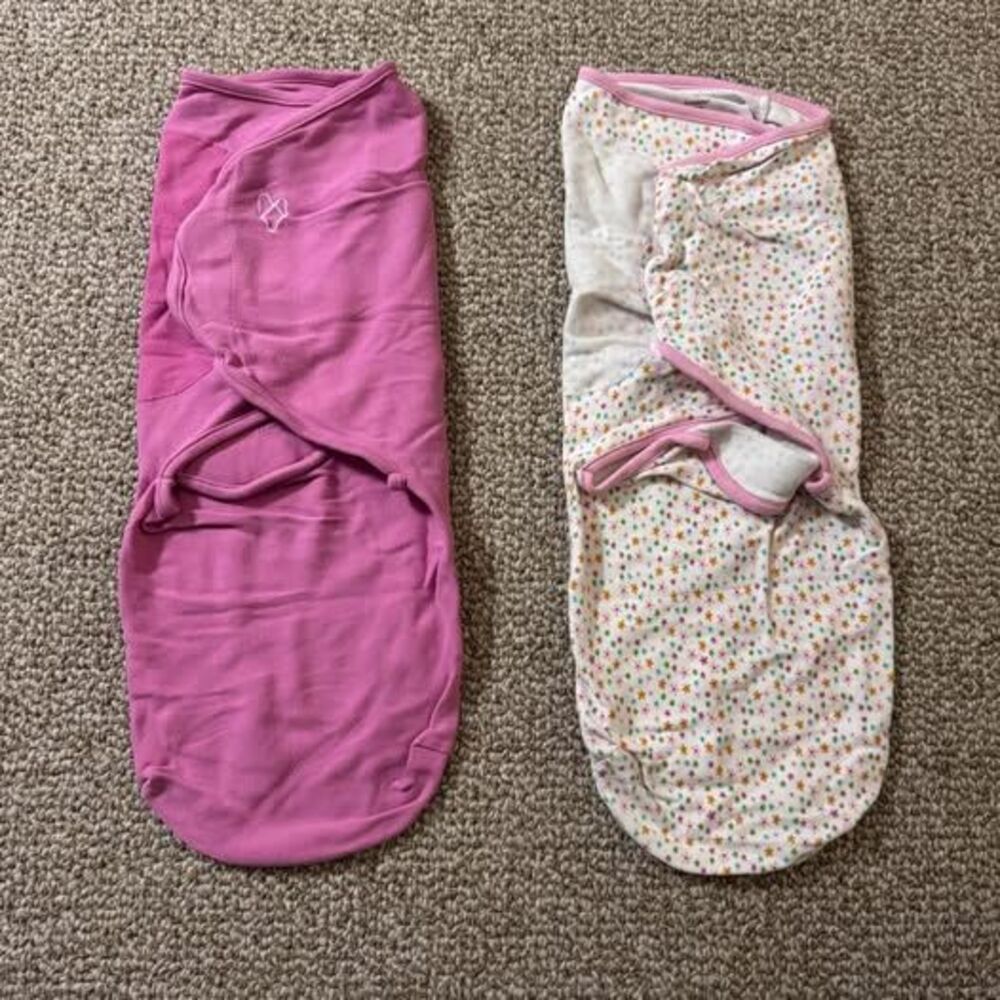 SwaddleMe Baby Bundle of 2 Infant Sleep Sacks Large Cotton Girls Floral Pink